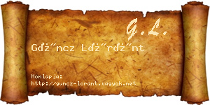Güncz Lóránt névjegykártya